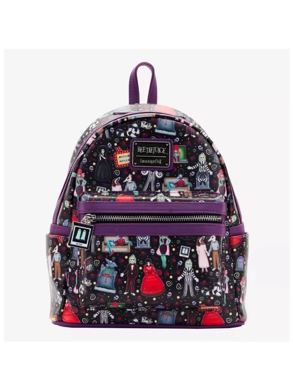 Loungefly Beetlejuice Mini Backpack in Purple and Black